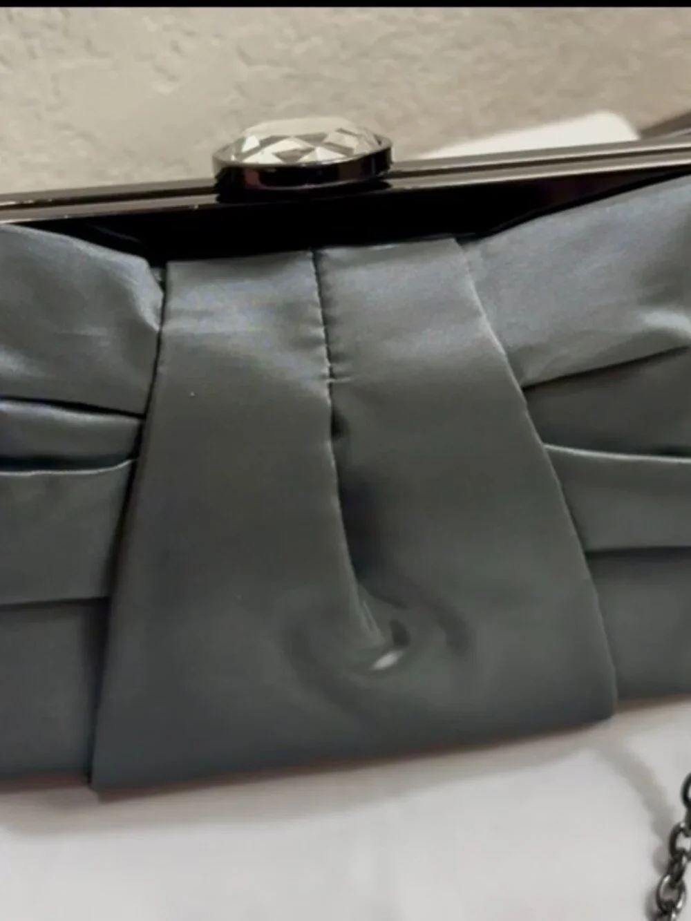 Kate Landry Satin Olive Green Evening Clutch - New